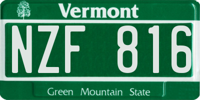 VT license plate NZF816