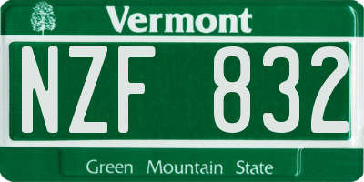 VT license plate NZF832