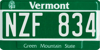 VT license plate NZF834