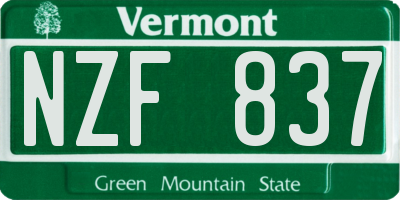 VT license plate NZF837