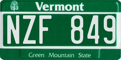 VT license plate NZF849