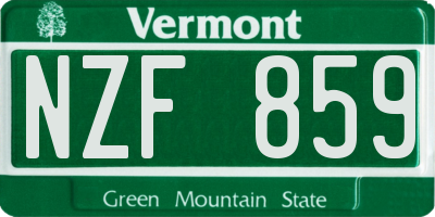 VT license plate NZF859
