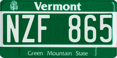 VT license plate NZF865