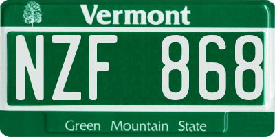 VT license plate NZF868