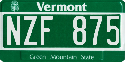 VT license plate NZF875