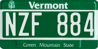 VT license plate NZF884