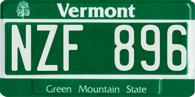 VT license plate NZF896