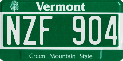 VT license plate NZF904