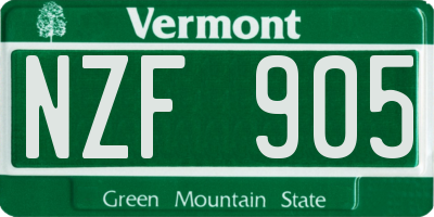 VT license plate NZF905