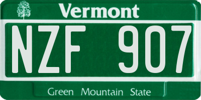 VT license plate NZF907