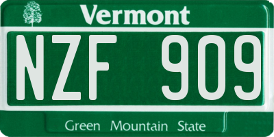 VT license plate NZF909