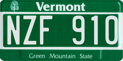 VT license plate NZF910