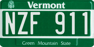 VT license plate NZF911