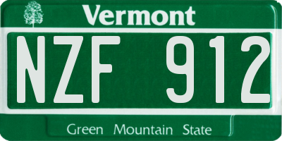 VT license plate NZF912