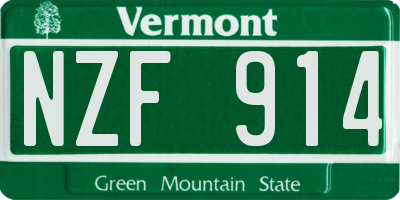 VT license plate NZF914