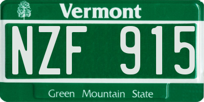 VT license plate NZF915