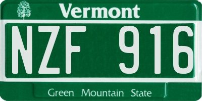 VT license plate NZF916