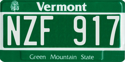 VT license plate NZF917