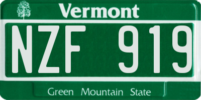 VT license plate NZF919