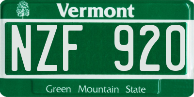 VT license plate NZF920