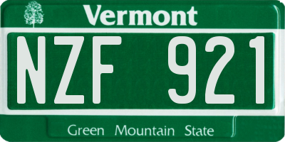 VT license plate NZF921