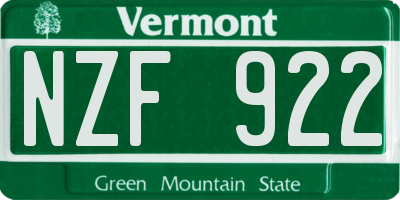 VT license plate NZF922