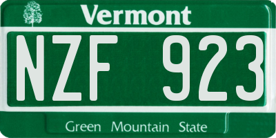 VT license plate NZF923