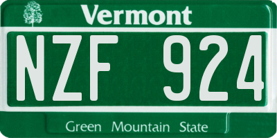 VT license plate NZF924