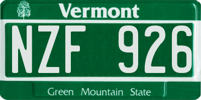 VT license plate NZF926