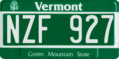 VT license plate NZF927