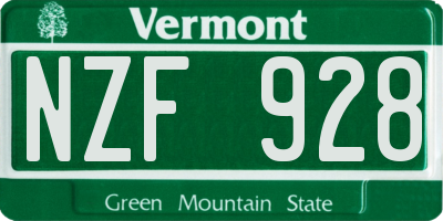 VT license plate NZF928