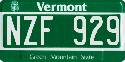 VT license plate NZF929