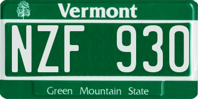 VT license plate NZF930