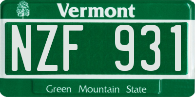 VT license plate NZF931