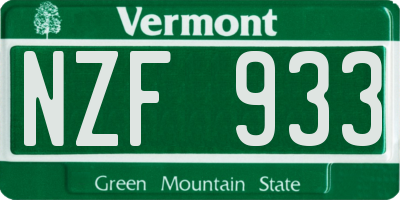 VT license plate NZF933