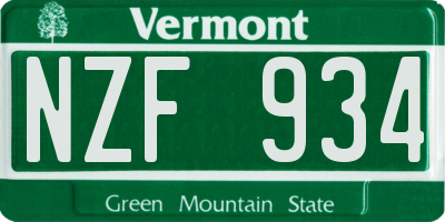VT license plate NZF934