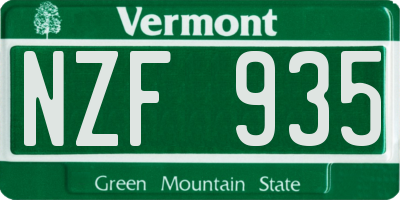 VT license plate NZF935
