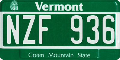 VT license plate NZF936