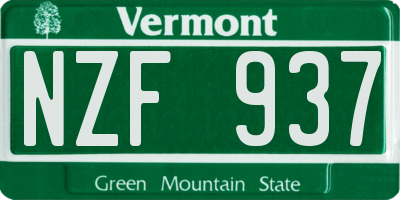 VT license plate NZF937