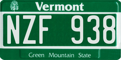 VT license plate NZF938