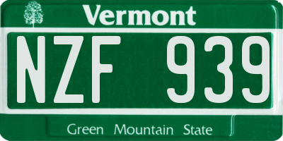 VT license plate NZF939