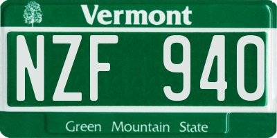 VT license plate NZF940