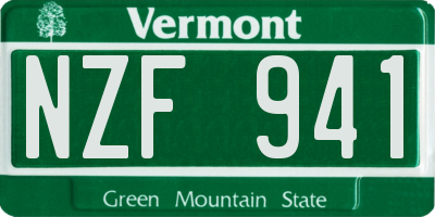 VT license plate NZF941