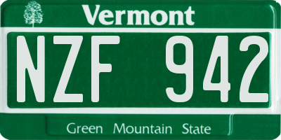 VT license plate NZF942