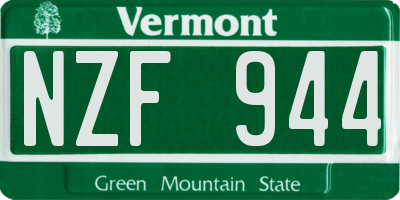 VT license plate NZF944