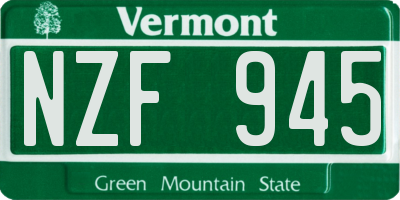 VT license plate NZF945