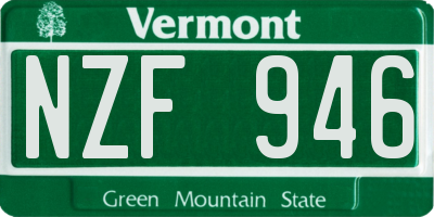 VT license plate NZF946