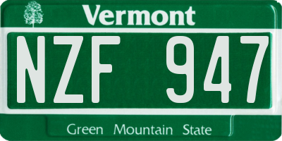 VT license plate NZF947