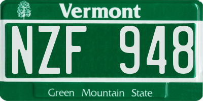 VT license plate NZF948