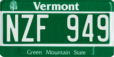 VT license plate NZF949